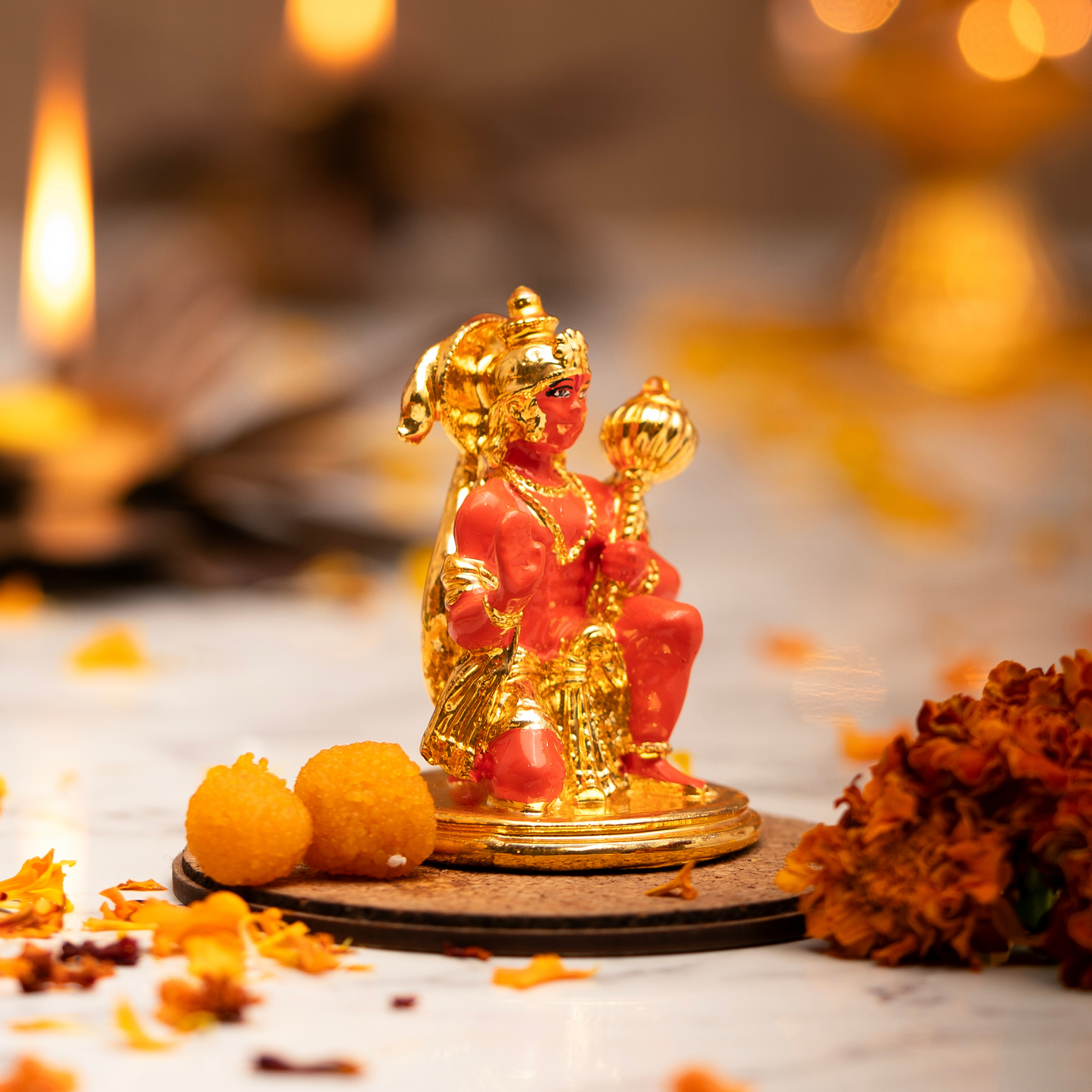 Gold Plated Hanuman Idol for Car Dashboard (3 Inches)