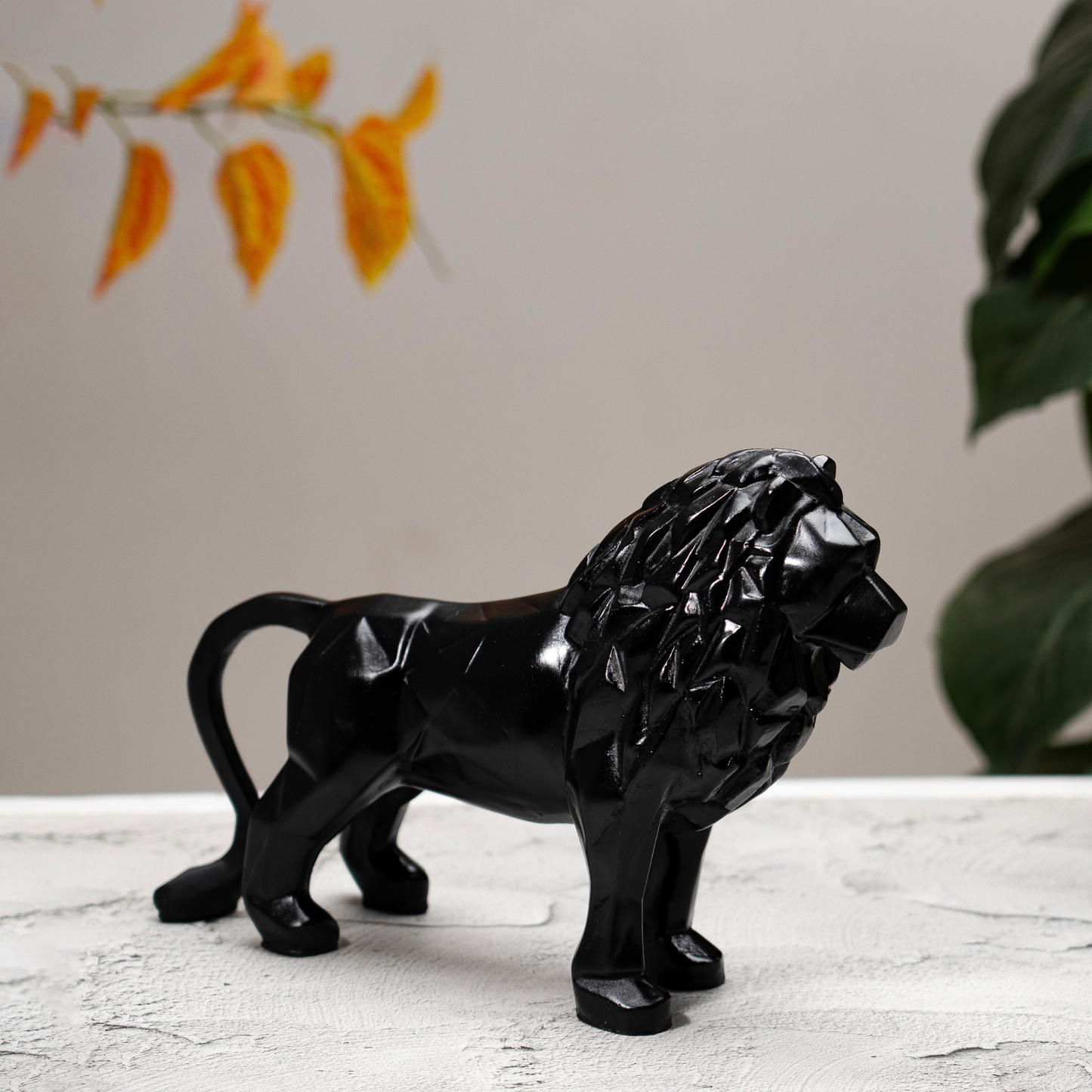 Geometric Standing Lion Black
