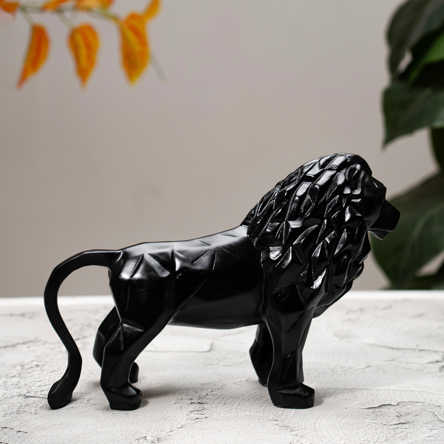 Geometric Standing Lion Black