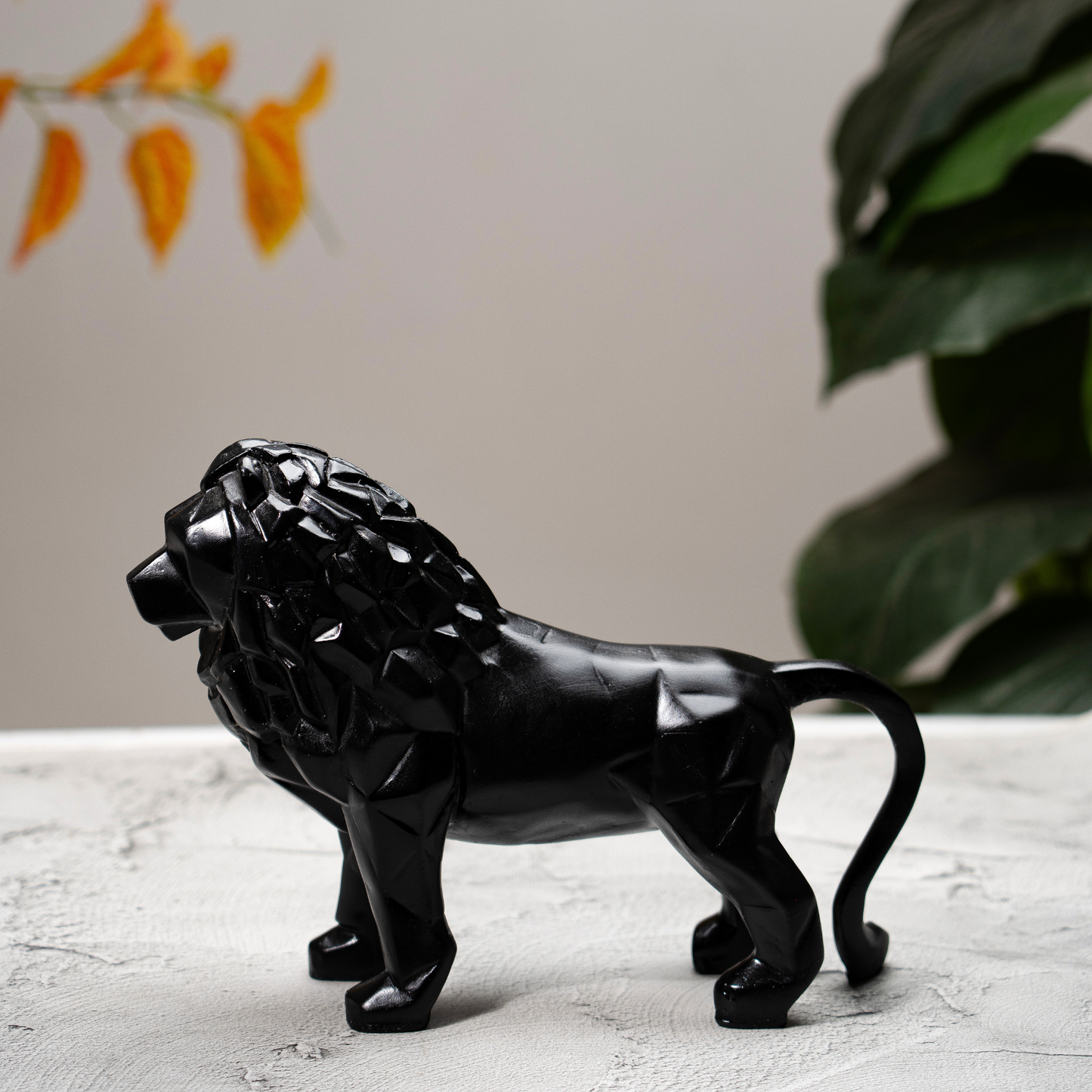 Geometric Standing Lion Black
