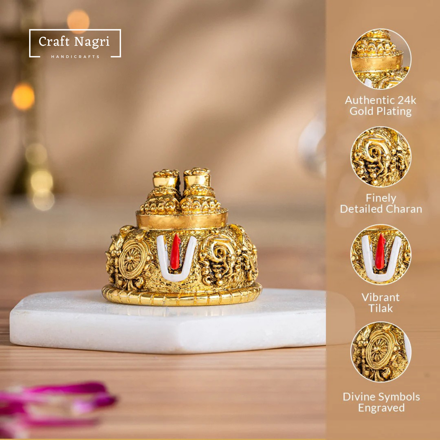 Lord Balaji Paduka with Shanku Chakra & Namam (2 Inches)