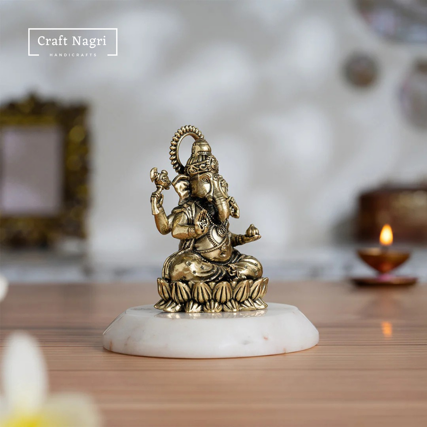 Handcrafted Brass Ganesh Figurine (2.5 Inches)