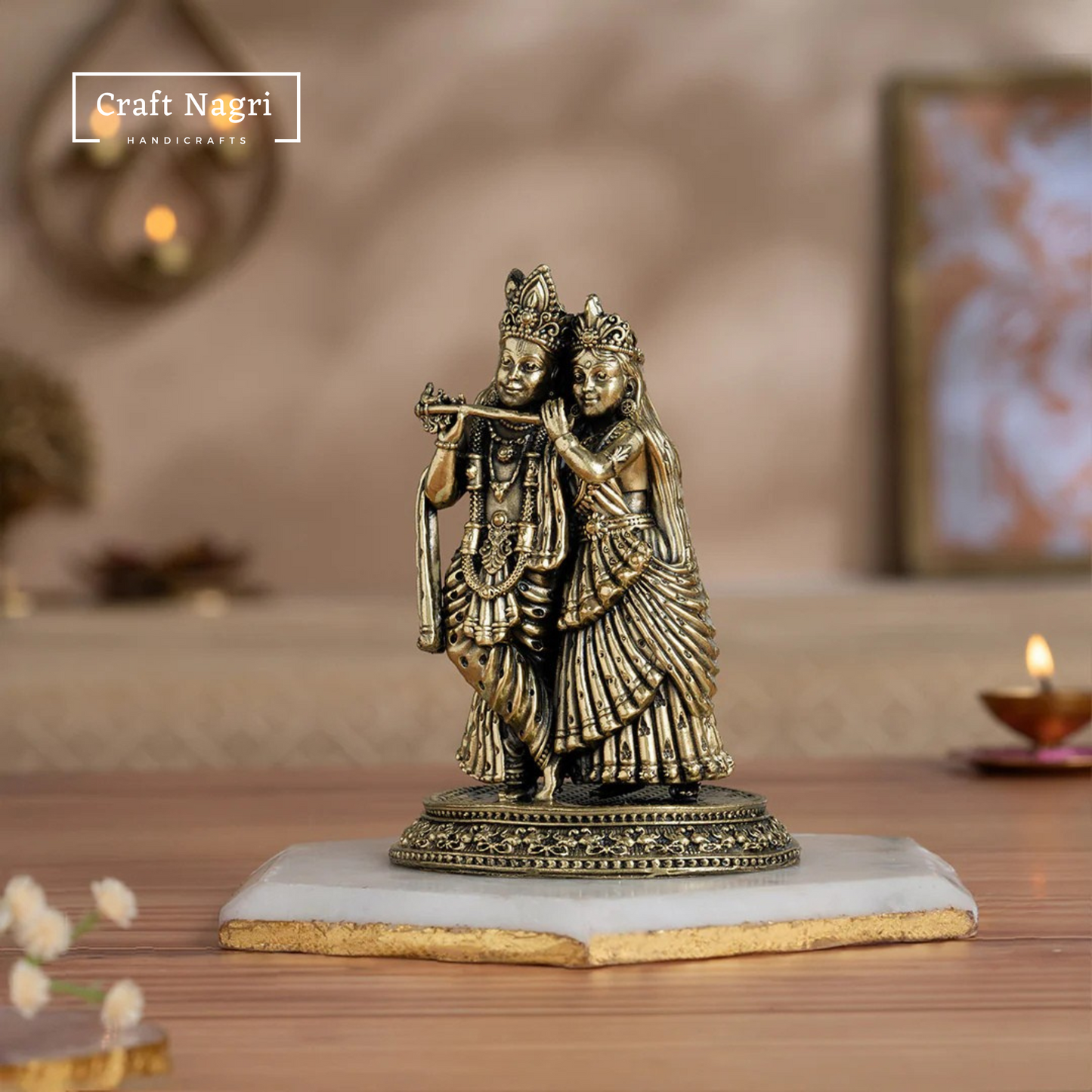 Brass Radha Krishna Idol (5 Inches)