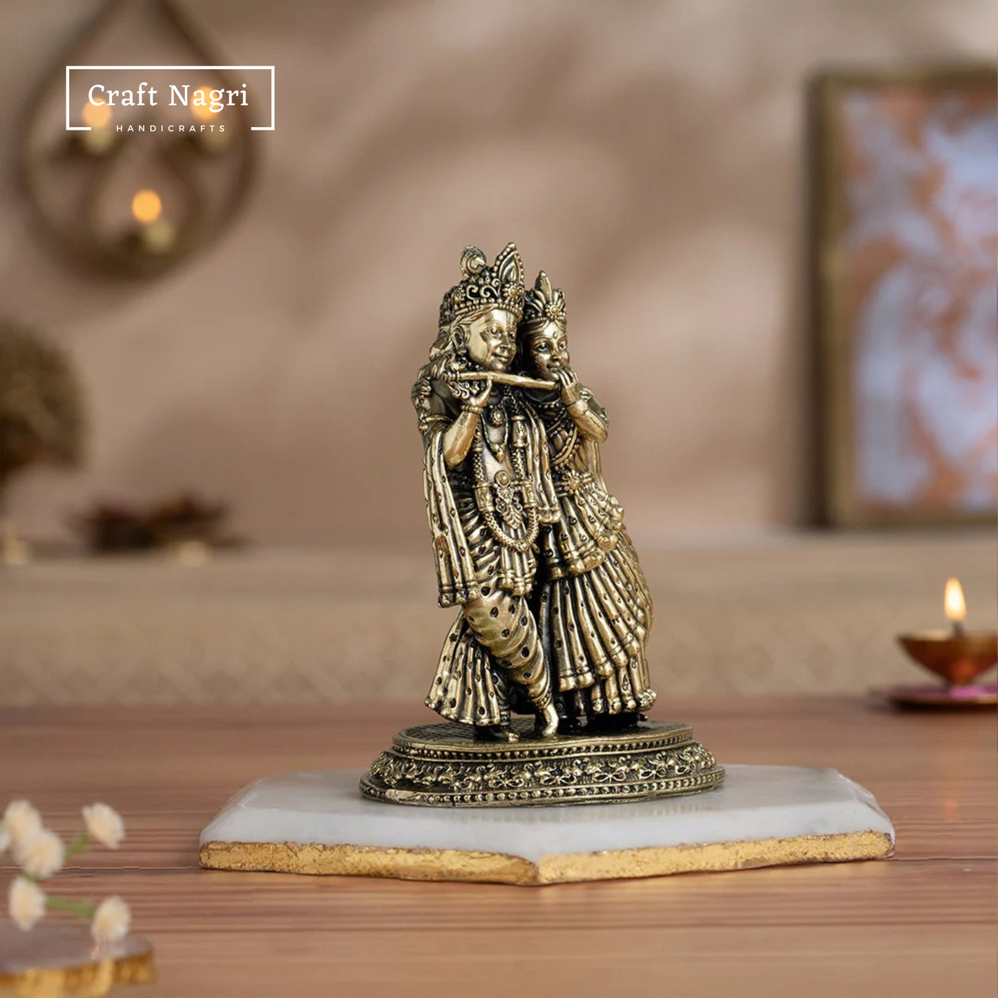 Brass Radha Krishna Idol (5 Inches)