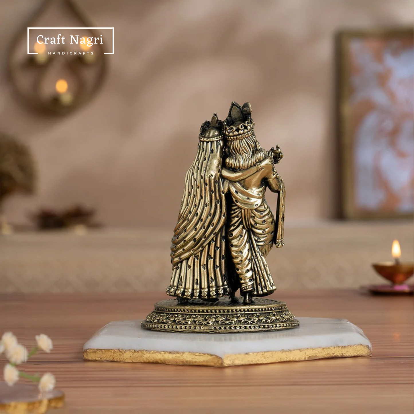 Brass Radha Krishna Idol (5 Inches)
