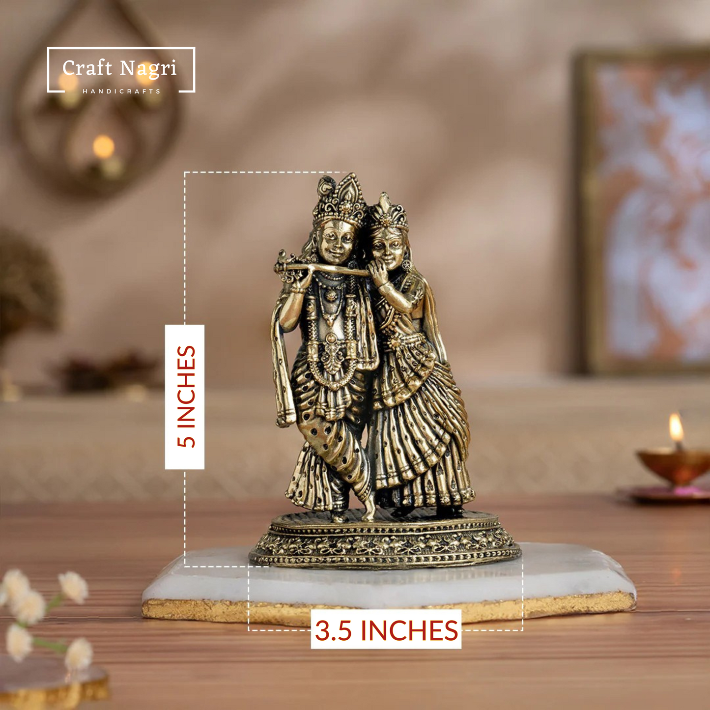 Brass Radha Krishna Idol (5 Inches)