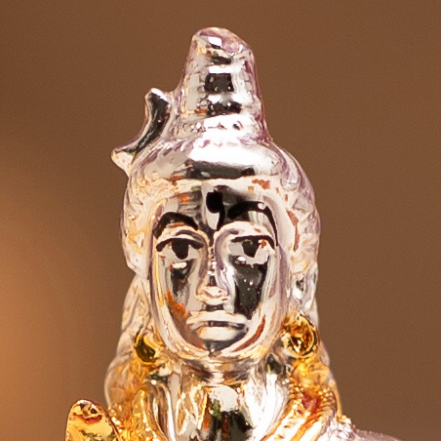 Lord Shiva Car Dashboard Idol Silver & Gold Electroplated (3.5 Inches)