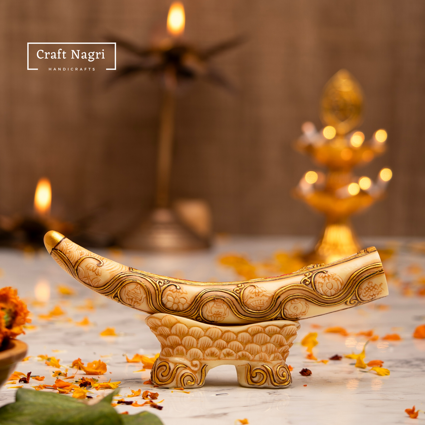 Handcrafted Ganesha Engraved Tusk With Base