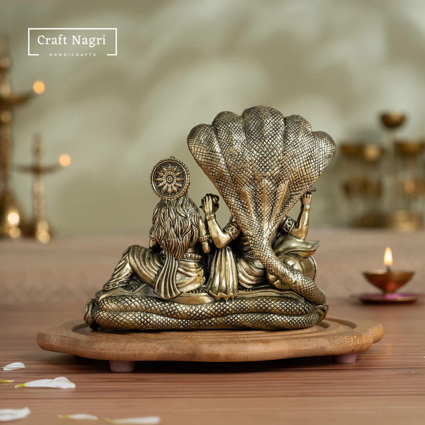 Lord Vishnu & Maa Lakshmi Brass Idol (5 Inches)
