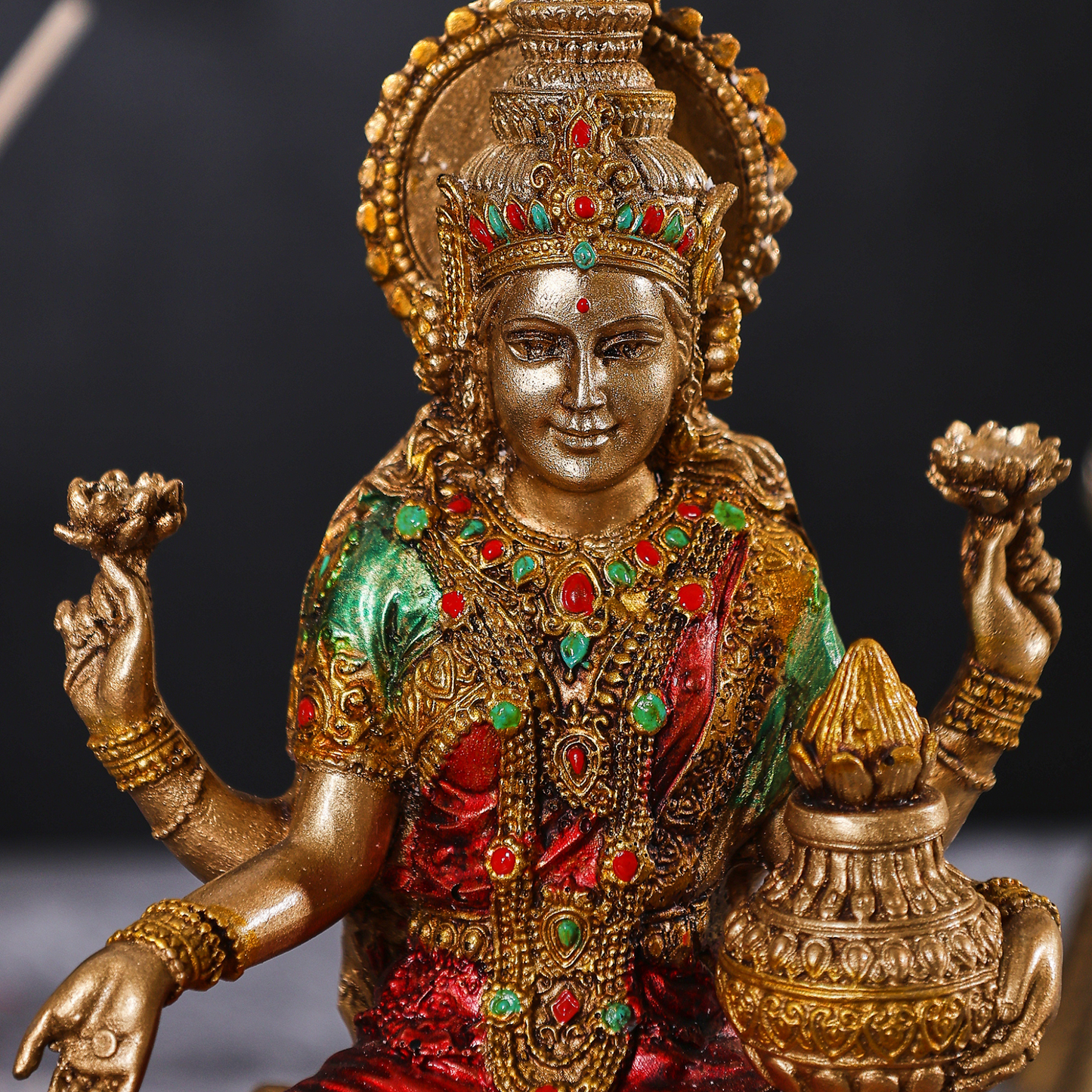 Goddess Laxmi Sitting on Kamal Idol (6.5 Inches)