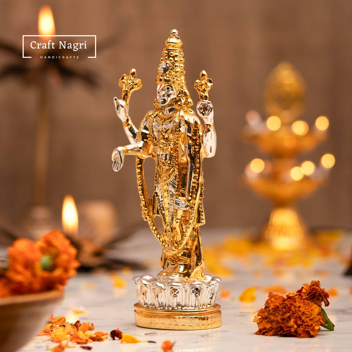 Lord Venkateshwara Idol Silver & Gold Electroplated (5 Inches)