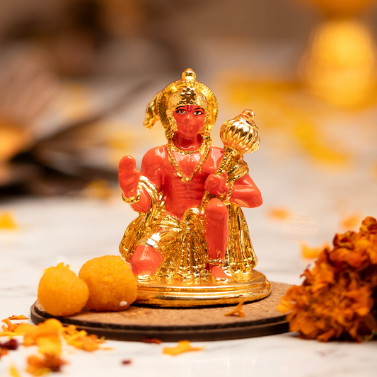 Gold Plated Hanuman Idol for Car Dashboard (3 Inches)