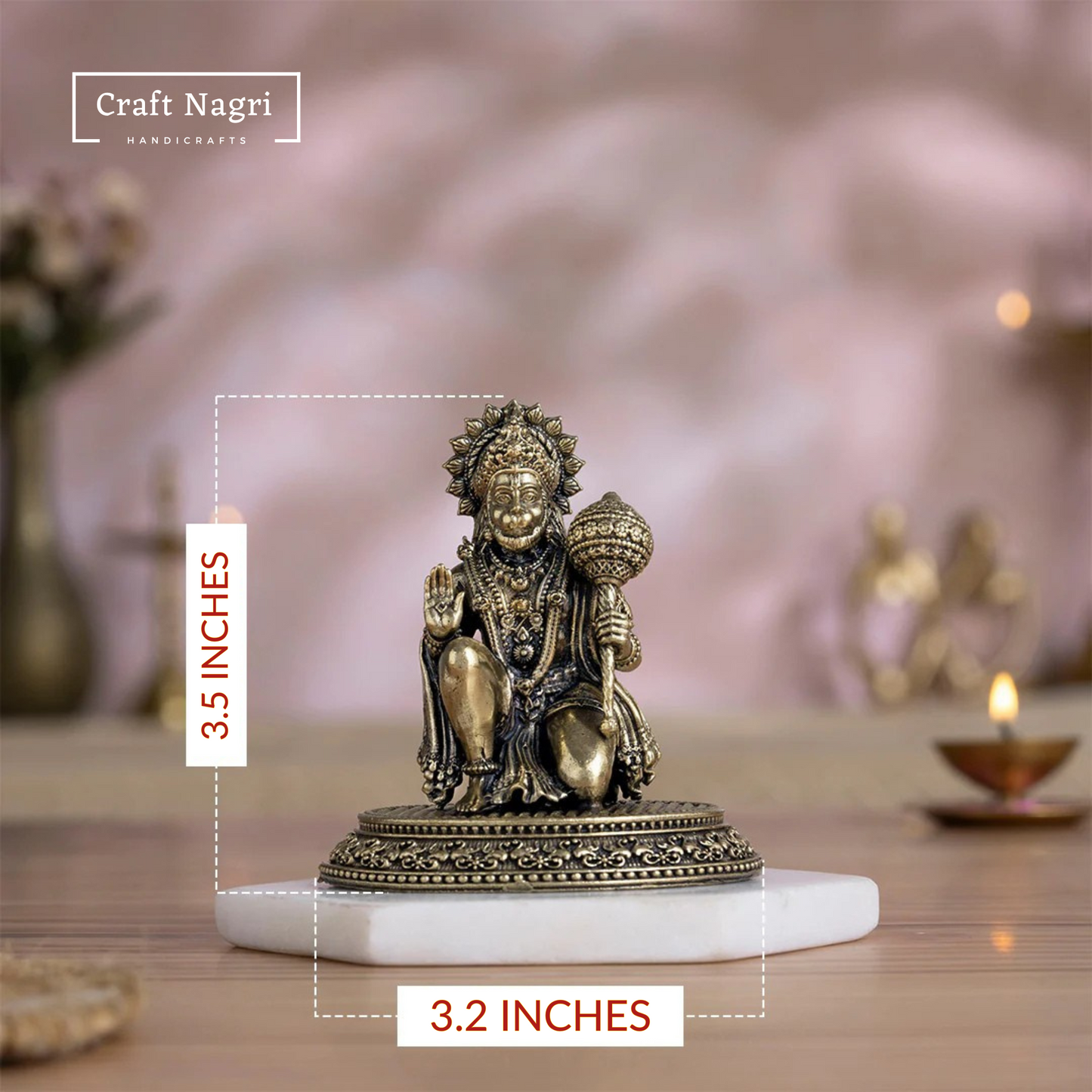 Hanuman Ji Brass Idol (3.5 Inches)