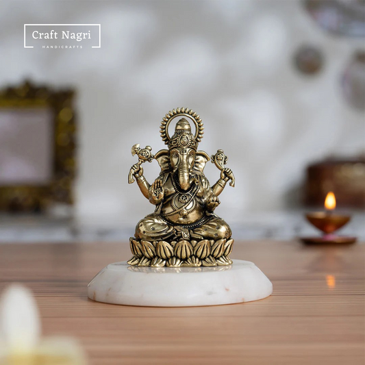 Handcrafted Brass Ganesh Figurine (2.5 Inches)