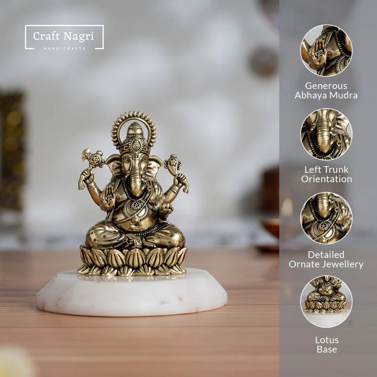 Handcrafted Brass Ganesh Figurine (2.5 Inches)