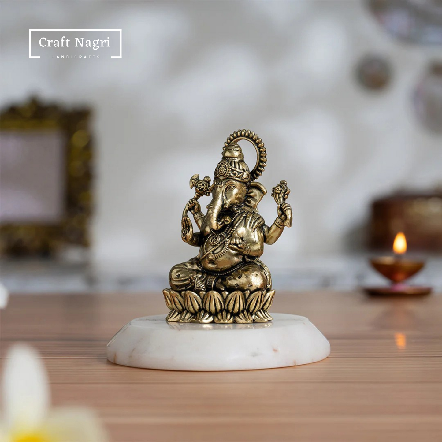 Handcrafted Brass Ganesh Figurine (2.5 Inches)