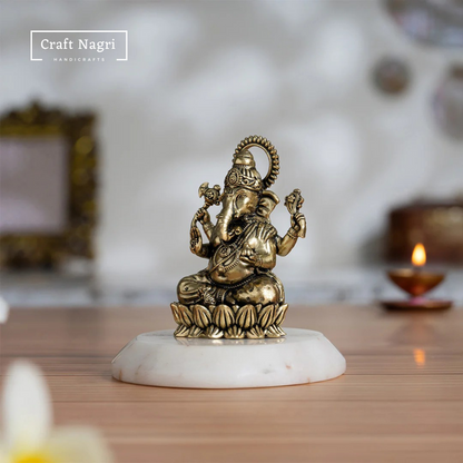 Handcrafted Brass Ganesh Figurine (2.5 Inches)