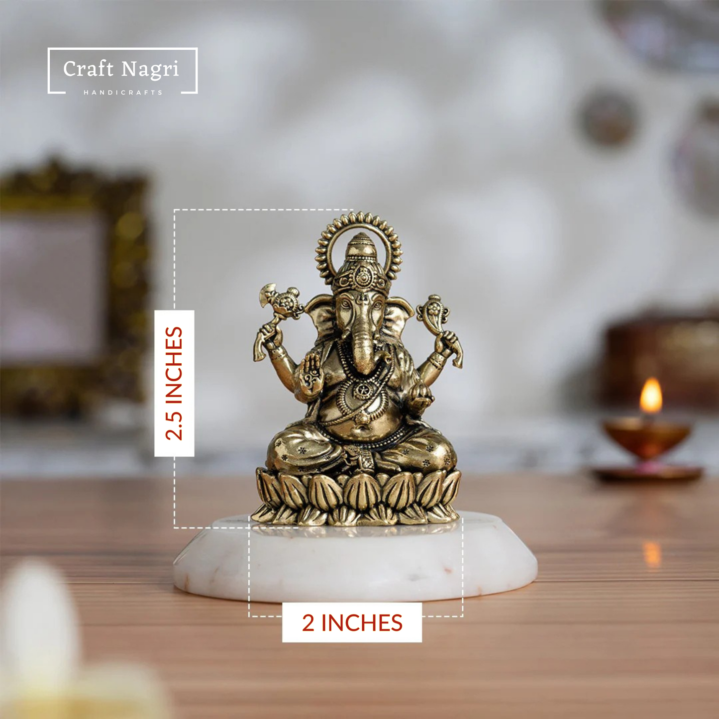 Handcrafted Brass Ganesh Figurine (2.5 Inches)