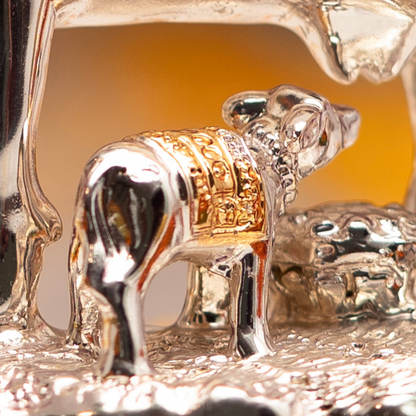 Kamdhenu Cow with Calf Silver & Gold Plated(3.5 Inches)
