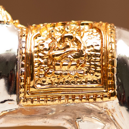 Kamdhenu Cow with Calf Silver & Gold Plated(3.5 Inches)