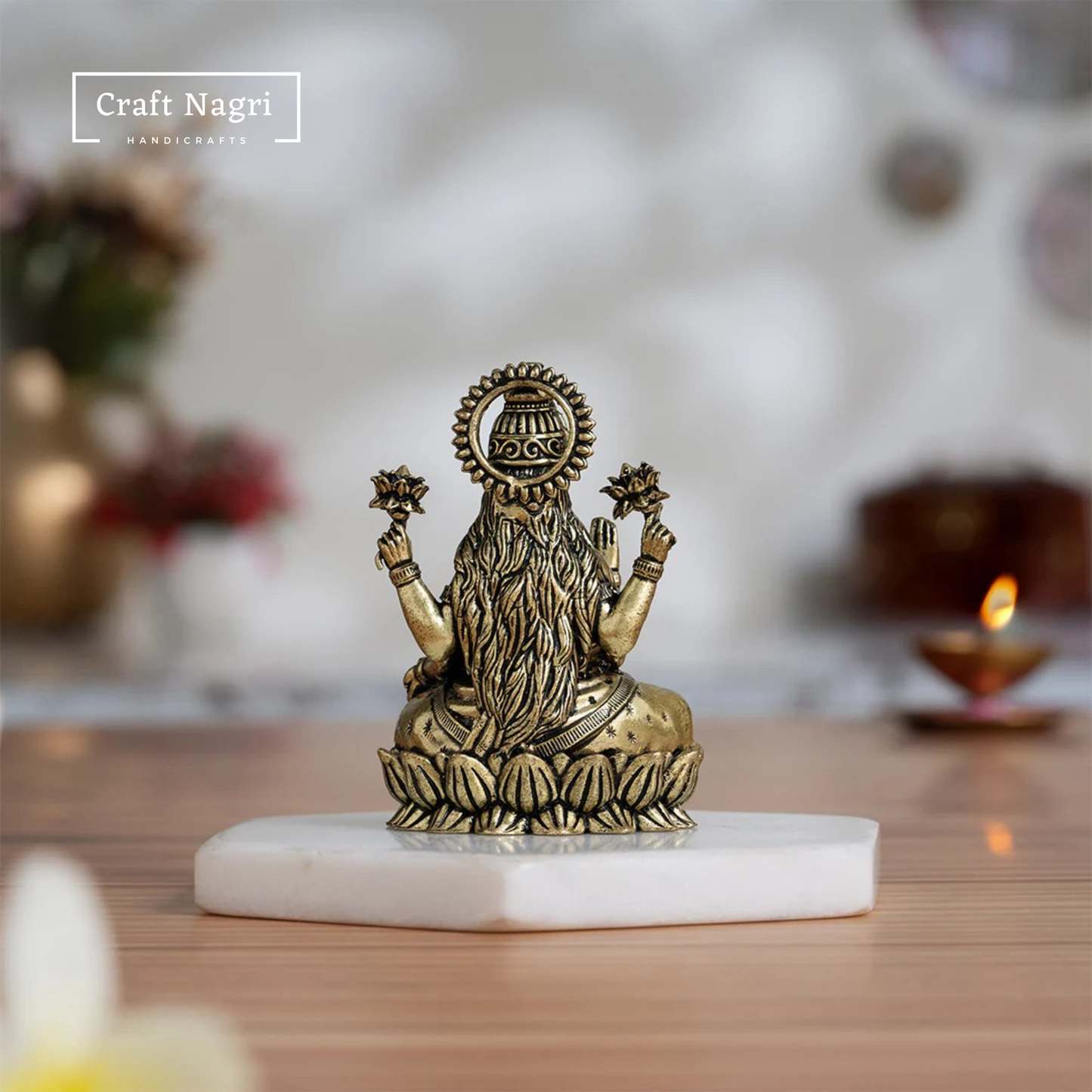 Brass Goddess Lakshmi Idol (2 Inches)