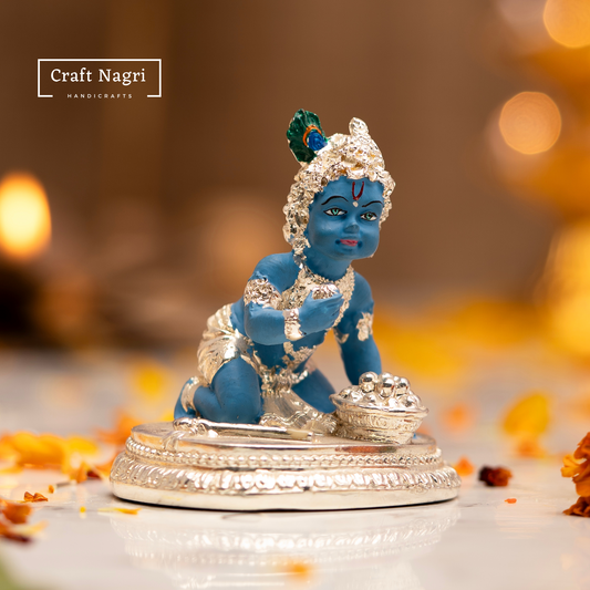 Laddu Gopal Idol  Silver & Gold Electroplated (3.5 Inches)