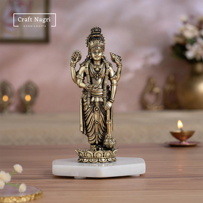 Brass Lord Vishnu Idol with Shanku Chakra (5 Inches)