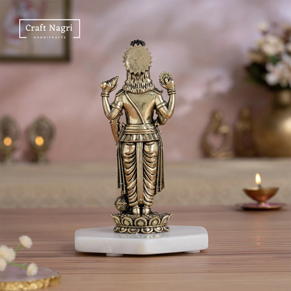 Brass Lord Vishnu Idol with Shanku Chakra (5 Inches)