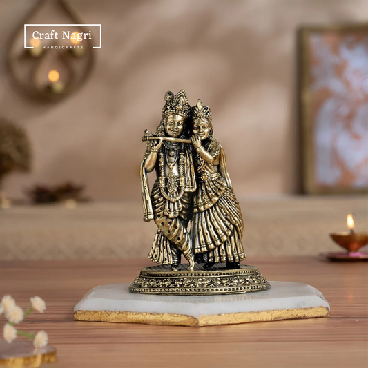 Brass Radha Krishna Idol (5 Inches)
