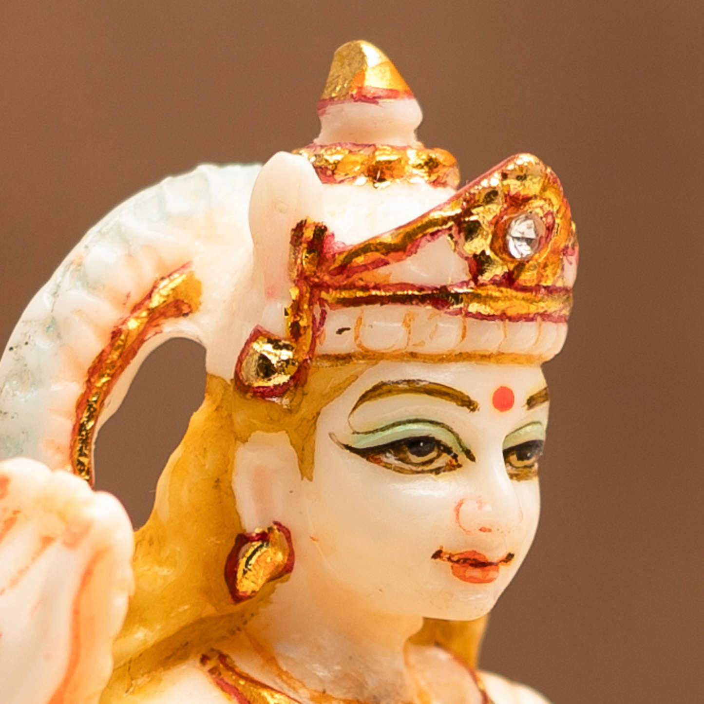 Saraswati Maa Idol with Gold Accents ( 6 Inches)