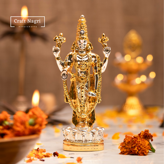 Lord Venkateshwara Idol Silver & Gold Electroplated (5 Inches)