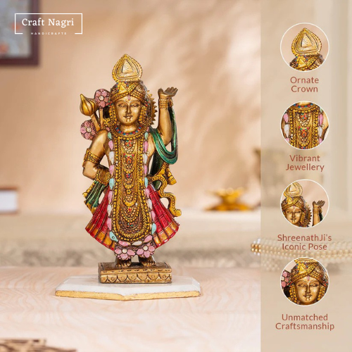 Lord Shreenath Ji – The Divine Form of Lord Krishna Idol (10 Inches)