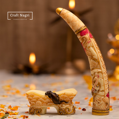 Handcrafted Ganesha Engraved Tusk With Base