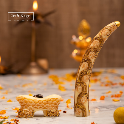 Handcrafted Ganesha Engraved Tusk With Base