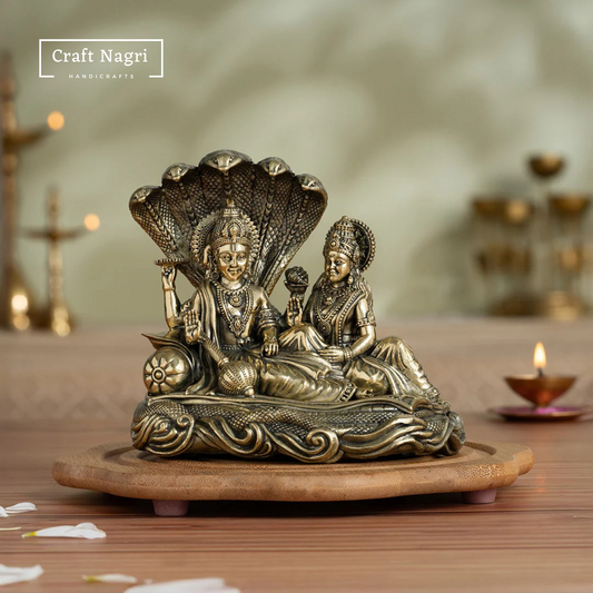 Lord Vishnu & Maa Lakshmi Brass Idol (5 Inches)