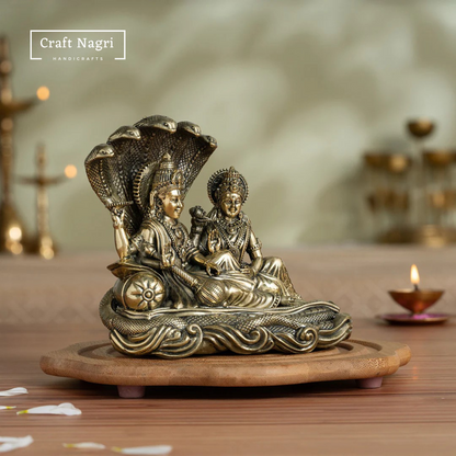 Lord Vishnu & Maa Lakshmi Brass Idol (5 Inches)