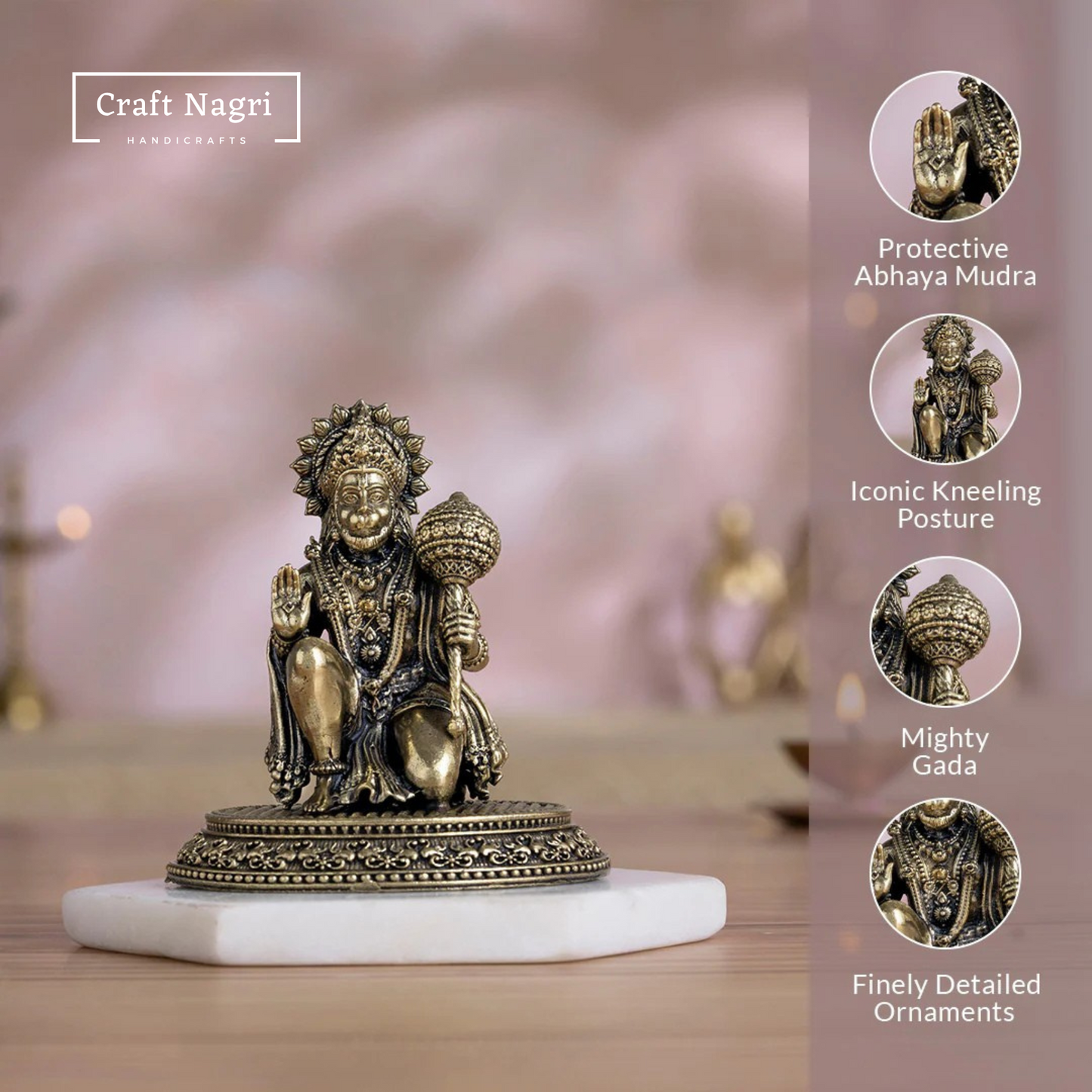 Hanuman Ji Brass Idol (3.5 Inches)