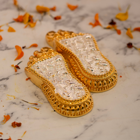 Maa Lakshmi's Charan Paduka - Gold & Silver Plated