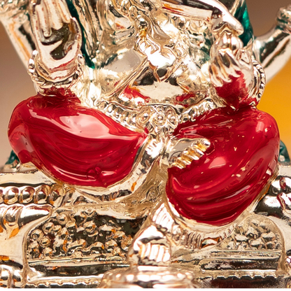 Lord Ganesh Car Dashboard Idol with silver plated ( 3.5 Inches)