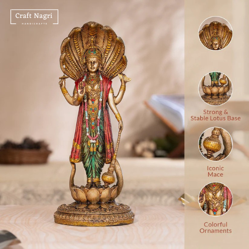 Standing Vishnu Idol (Murti) (12 Inches)